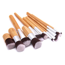Load image into Gallery viewer, Wood Handle 11-Piece Bamboo Cosmetics Brush Makeup Kit