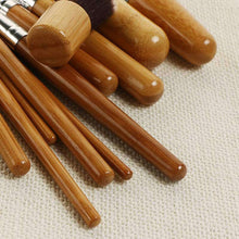 Load image into Gallery viewer, Wood Handle 11-Piece Bamboo Cosmetics Brush Makeup Kit