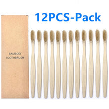 Load image into Gallery viewer, Eco-friendly 12 & 10-Pack Soft Bristle Bamboo Toothbrushes