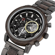Load image into Gallery viewer, BOBO BIRD Wood & Stainless Steel Waterproof W-T044 Men's Chronograph Watch