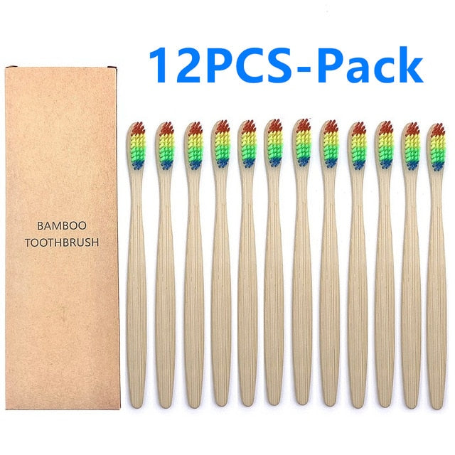 Eco-friendly 12 & 10-Pack Soft Bristle Bamboo Toothbrushes